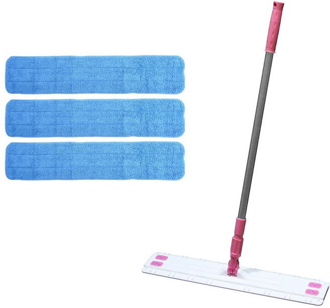 에이클린 밀대 청소기 화이트핑크 60cm + 분섬사 패드 3p, 1세트