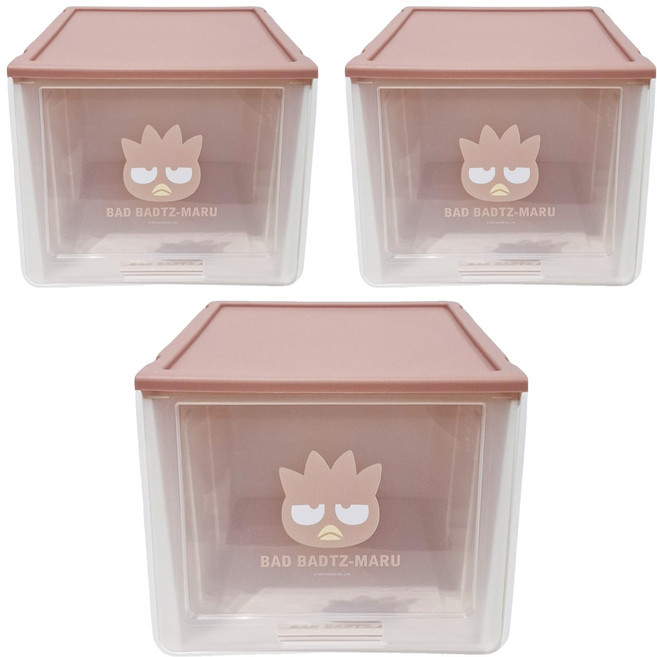 收納王妃 三麗鷗 防塵收納鞋盒3件組, 酷企鵝 棕色 + 白色, 1組