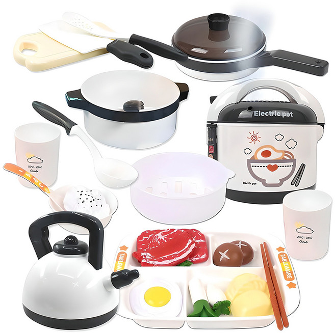 스팀 디너 밥솥 소꿉 주방놀이 46A, 블랙, 1세트