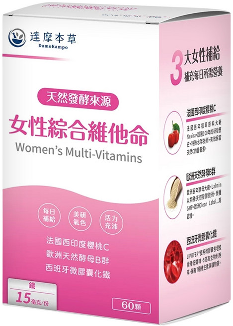 達摩本草 女性綜合維他命, 60顆, 600mg, 1盒