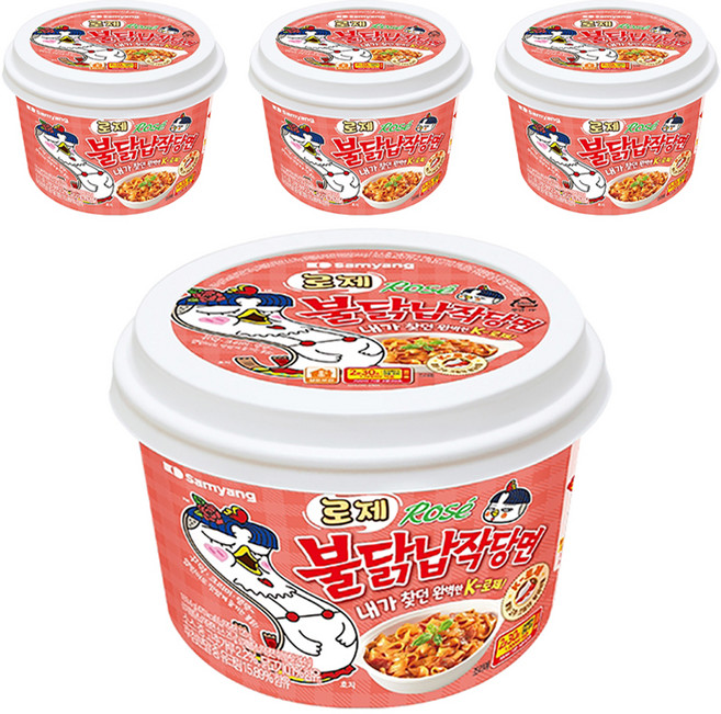 Buldak 碗裝粉紅醬火辣雞肉風味鐵板炒寬冬粉 169.4g, 4入