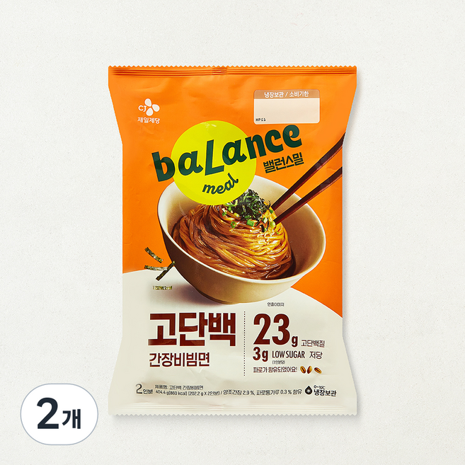 밸런스밀 고단백 저당 간장비빔면 2인용, 404.4g, 2개