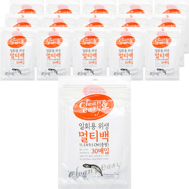 유하우스 일회용 위생 멀티백, 중(M), 30개입, 16개