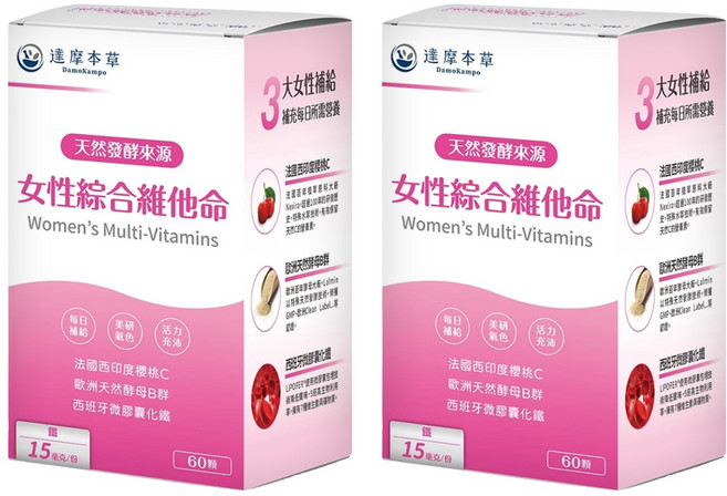 達摩本草 女性綜合維他命, 60顆, 600mg, 2盒