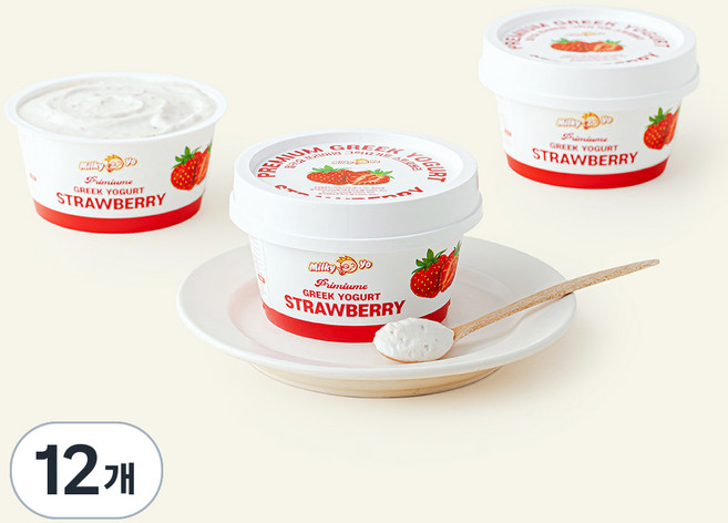 밀키요 프리미엄 그릭요거트 스트로베리, 100g, 12개
