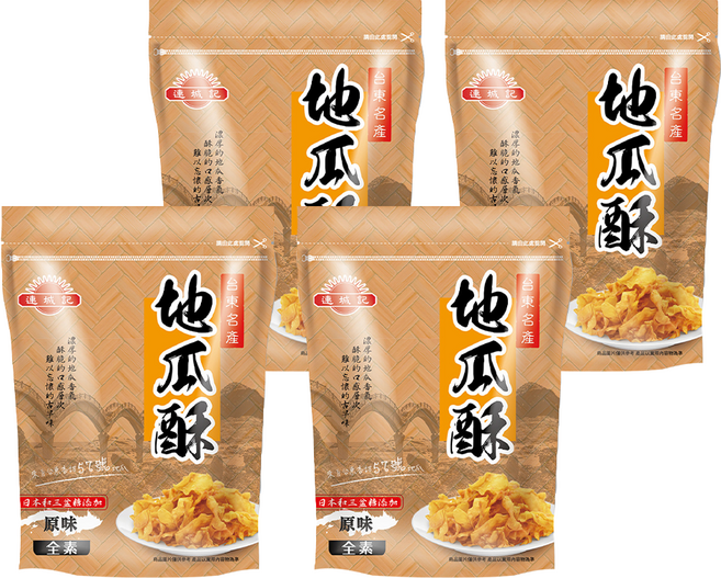 連城記 地瓜酥 原味 140g/包 台東名產 素食者也可食用, 140g, 4包