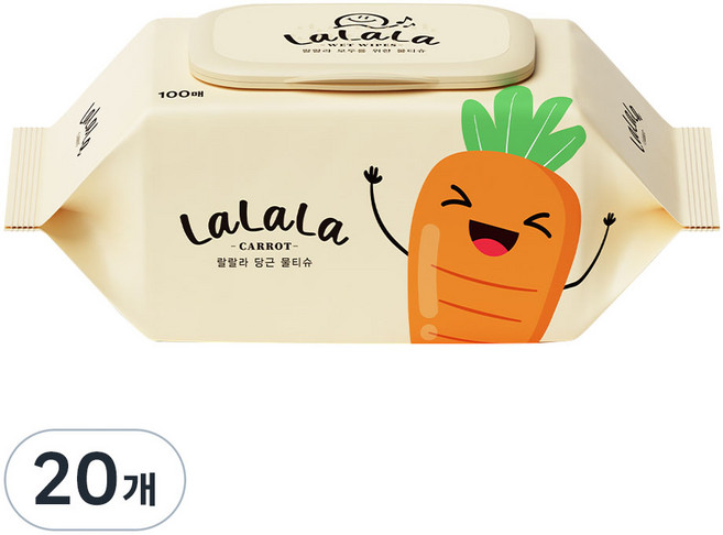 랄랄라 당근 물티슈, 50g, 100매, 20개