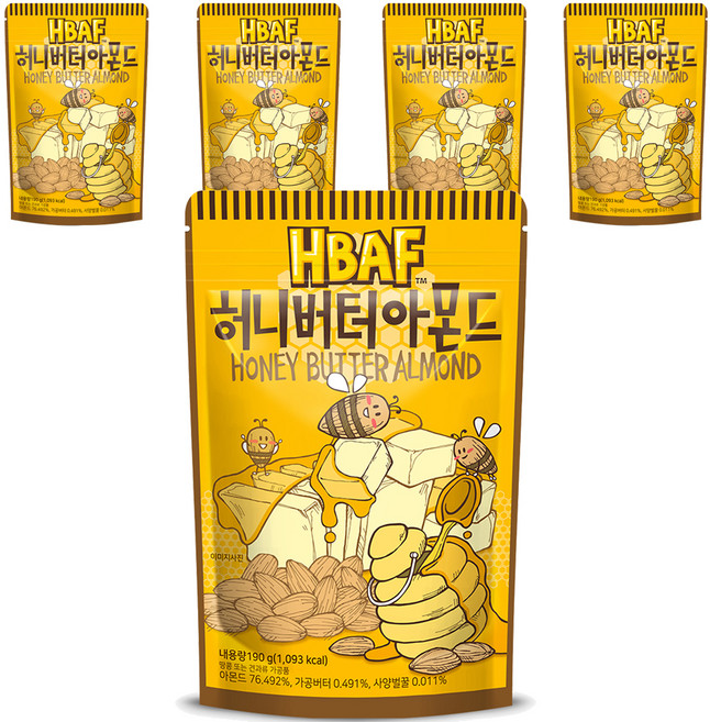 HBAF 허니버터 아몬드, 210g, 5개