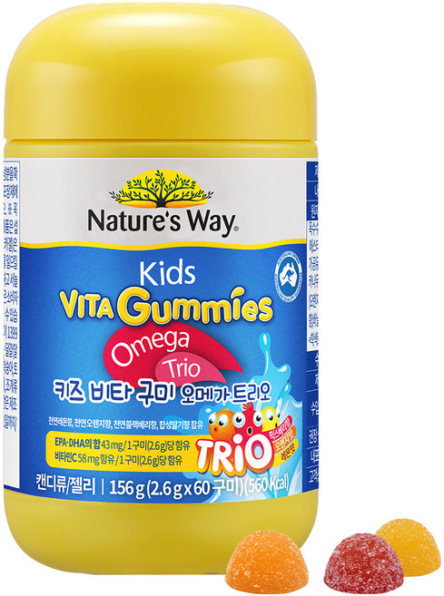 네이처스웨이 키즈 비타 구미 오메가트리오, 60정, 1개