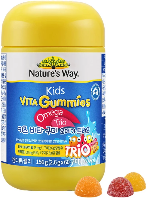 네이처스웨이 키즈 비타 구미 오메가트리오, 60정, 1개 - 쿠팡