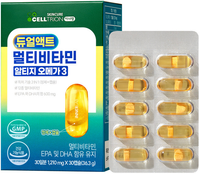 이너랩 듀얼액트 멀티비타민 알티지 오메가3, 30정, 1개