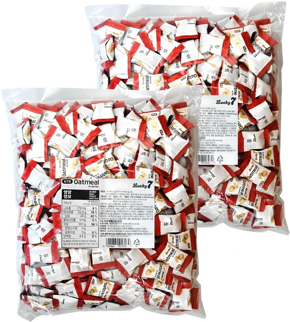 럭키세븐 오트밀 미니 바이트, 888g, 2개 - 쿠팡