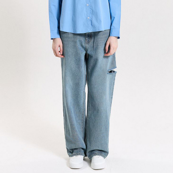 PINK PINEAPPLE 女款 WASHED CUTTING 牛仔褲