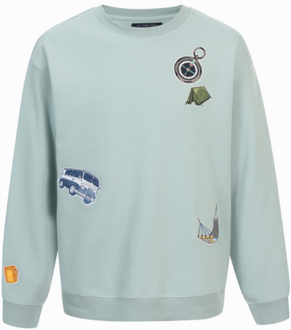 티아이포맨 남성용 TUNED-ON N-STD 캠핑 모티브 자수 스웨트 셔츠 M208MTS955M