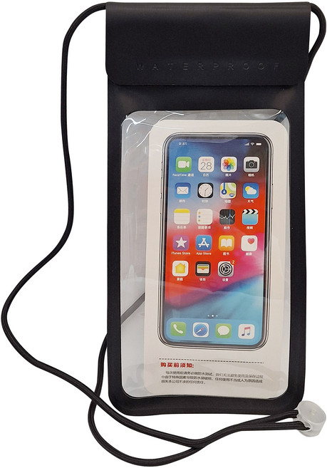 FANCYLIFE 多重防護防水手機袋 特大雙透款, 黑色, 1個