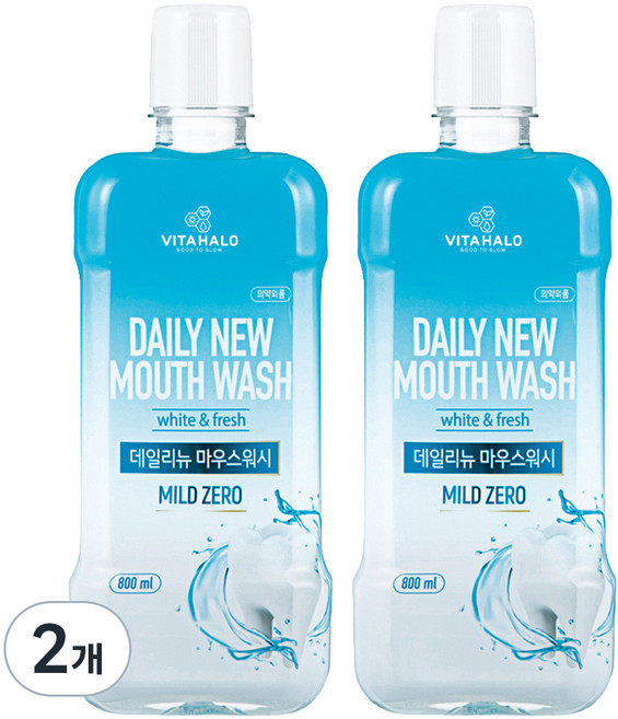 비타할로 데일리뉴 마우스워시 마일드 제로, 800ml, 2개