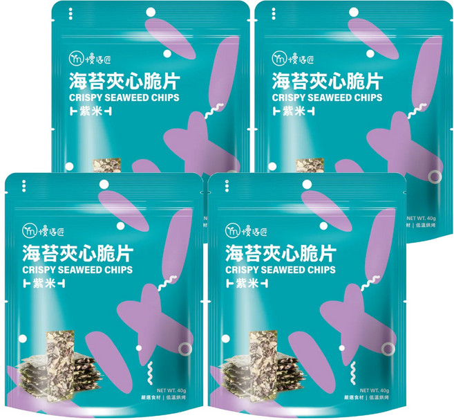 mysa 慢活匠 海苔夾心脆片 紫米, 40g, 4包