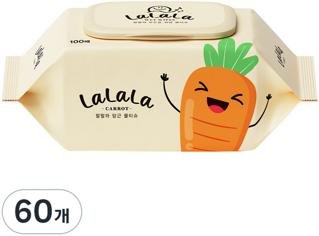 랄랄라 당근 물티슈, 50g, 100매, 60개