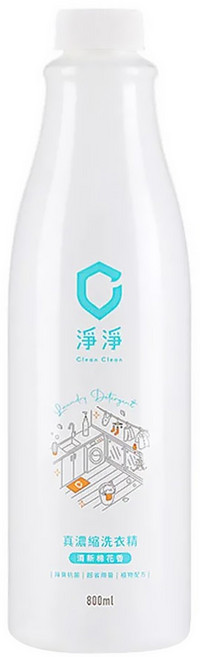 Clean Clean 淨淨 洗衣精補充瓶 高效濃縮 小瓶裝 容易沖洗 適合寶寶和貼身衣物, 800ml, 1瓶