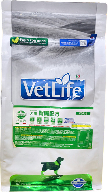 Farmina 法米納 VetLife VDR-9 VETLIFE 獸醫寵愛天然處方系列 犬用腎臟配方 乾飼料, 1袋, 2kg, 腎臟保健