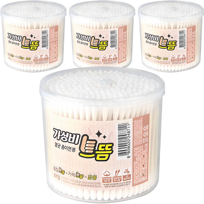 가성비으뜸 멸균 종이면봉, 300개입, 4개
