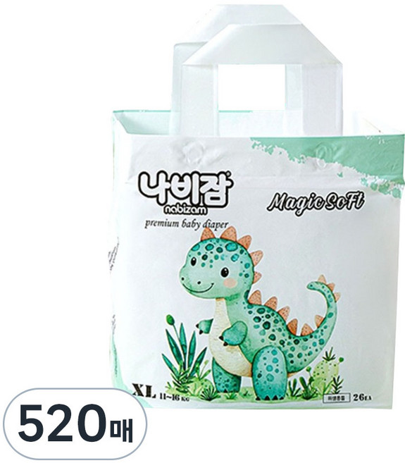 나비잠 매직소프트 팬티형 기저귀 남여공용, 특대형(XL), 520매