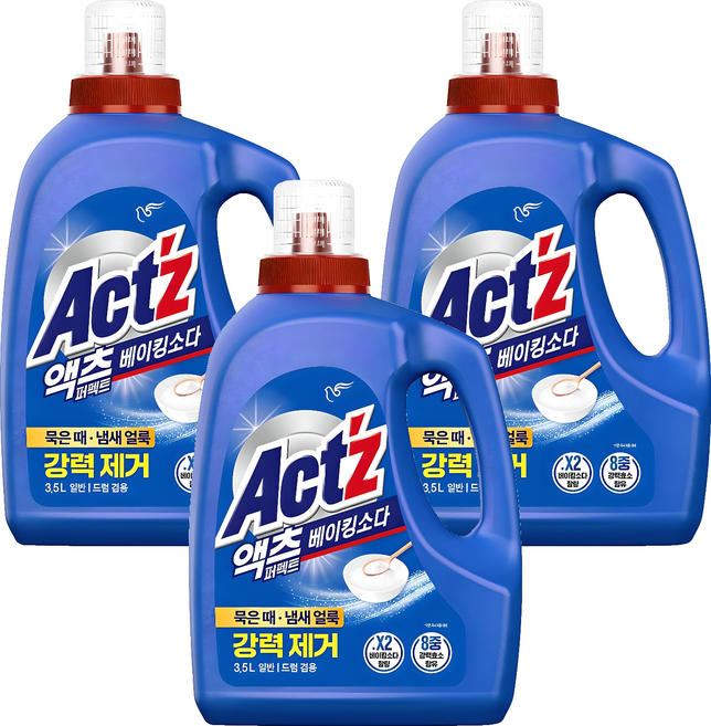 액츠 퍼펙트 베이킹소다 액상세제 본품, 3.5L, 3개