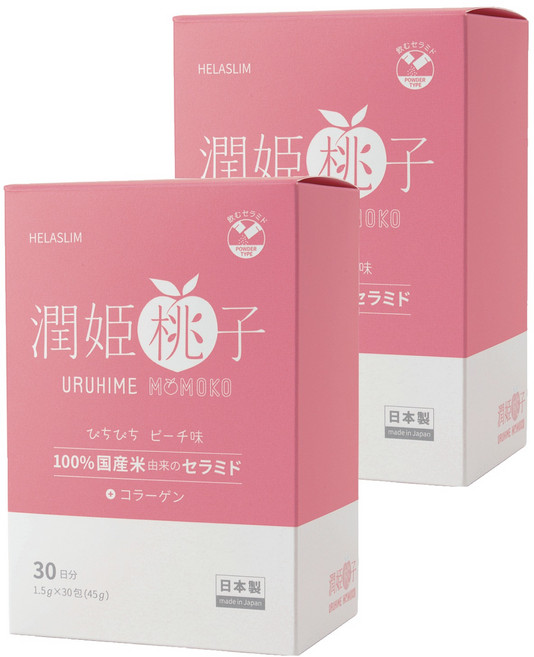 URUHIME MOMOKO 潤姬桃子 粉狀食品, 30條, 1.5g, 2盒