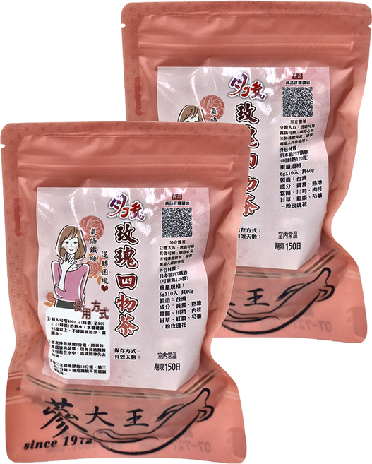 蔘大王 月後 玫瑰四物茶包, 6g, 10包, 2袋