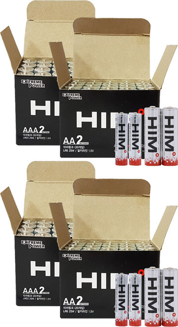HIM 鹼性電池 散裝 AA 20入 + AAA 20入, 2套