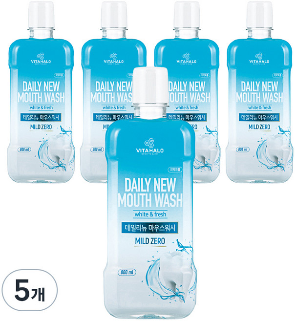 비타할로 데일리뉴 마우스워시 마일드 제로, 800ml, 5개