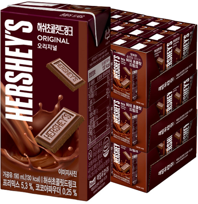 매일유업 허쉬 초콜릿드링크 오리지널, 190ml, 72개