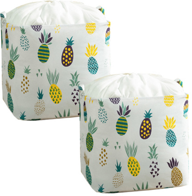 디오셀 대용량 스트링 쪼임 이불 수납 다용도 포켓 100L, 파인애플, 2개