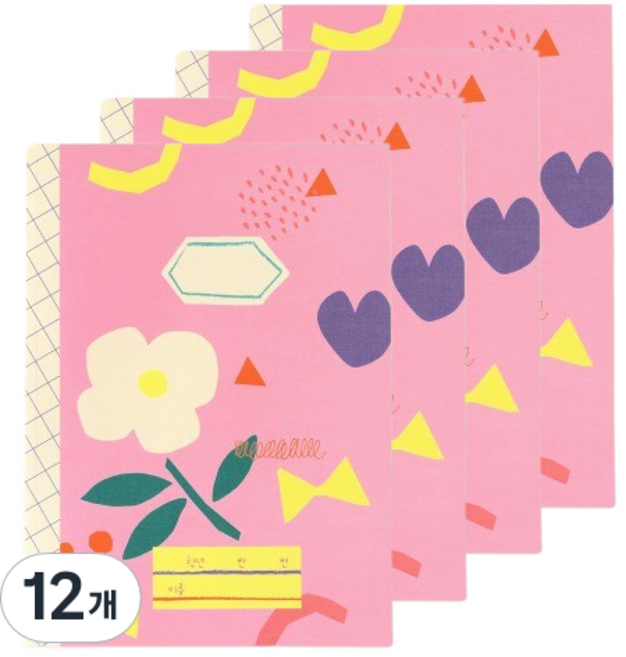 샤랄라 넓은줄 노트 초등1-3, 혼합색상, 12개