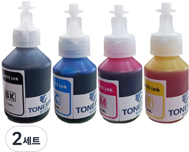 토너피아 브라더 호환잉크 검정 BT-D60 + 색상 3종 BT-5000 세트, 검정, 파랑, 빨강, 노랑, 2세트