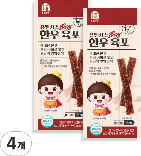 홈앤키즈 육포, 한우육포, 30g, 4개