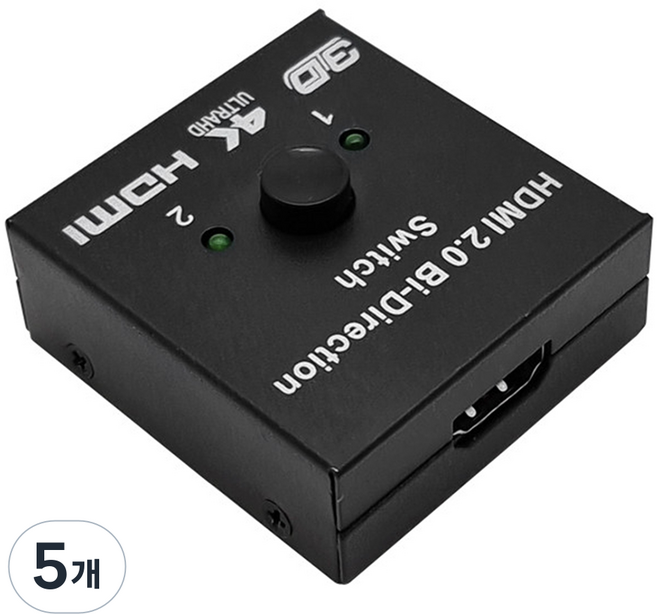 랜스타 HDMI 2.0 2:1 4K 60Hz 지원 무전원 양방향 선택기 블랙, 5개