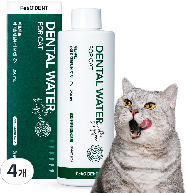 페토덴트 바이옴 덴탈워터 포 캣 구강청결제, 250ml, 4개