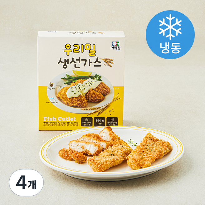 아라찬 우리밀로 만든 생선가스 (냉동), 360g, 4개