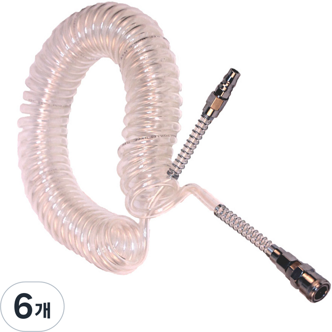 JTECH 우레탄 코일호스 투명, 6개