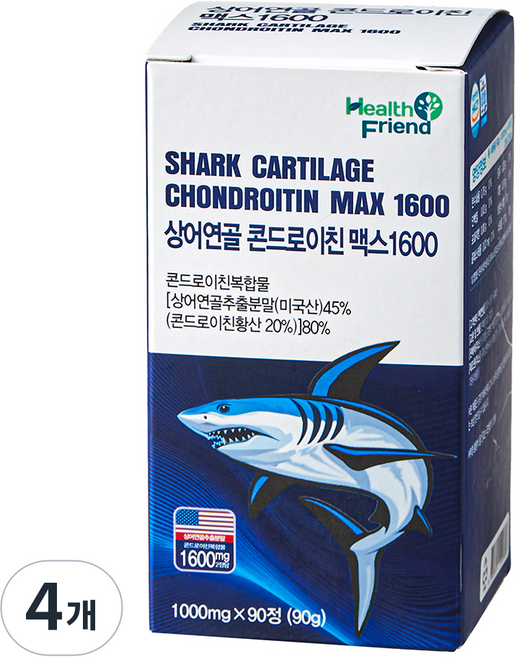 헬스프랜드 상어연골 콘드로이친 맥스 1600 90g, 90정, 4개