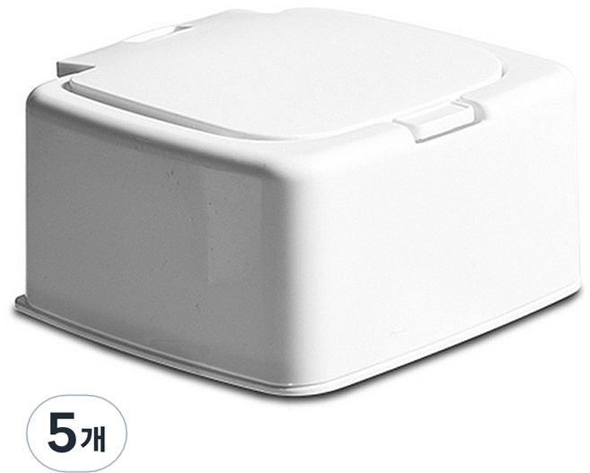원터치 화장솜 면봉 소품정리함, 화이트, 5개