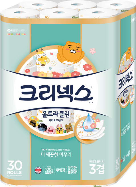 크리넥스 3겹 울트라클린 카카오 30m, 30롤, 1개