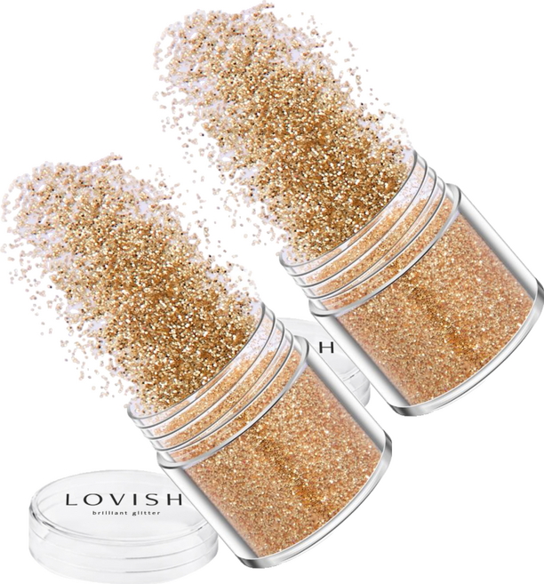 러비쉬 프리미엄 네일 글리터 10g, LVS-001 샴페인골드, 2개