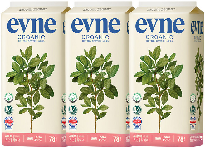 이브네 유순 팬티라이너, 롱, 78개입, 3개