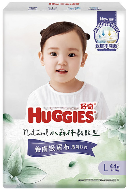 HUGGIES 好奇 小森林嬰兒黏貼型紙尿褲 9~14kg 30838, L, 44片