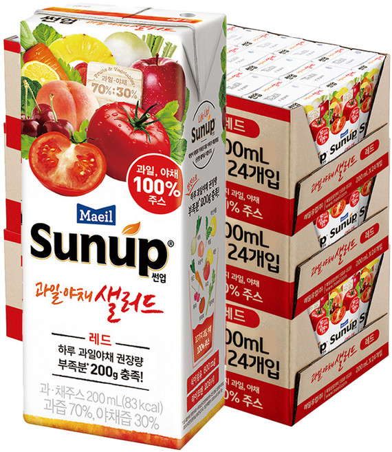 썬업 과일 야채 샐러드 주스 레드, 200ml, 72개