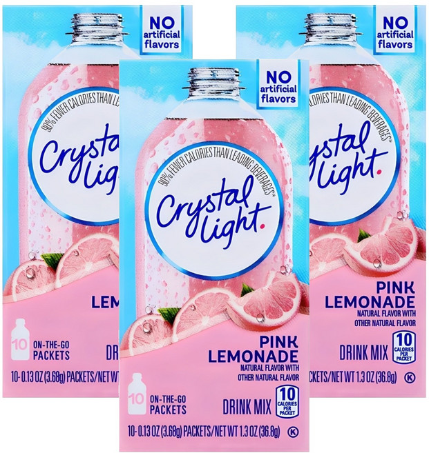 크리스탈라이트 핑크레몬에이드 분말, 3.68g, 10개입, 3개