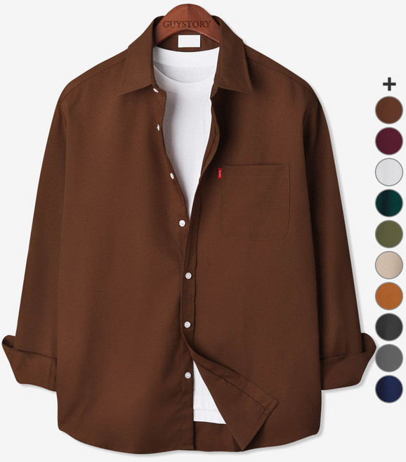 Guy Story 男式四季漁夫口袋長袖大碼休閒襯衫