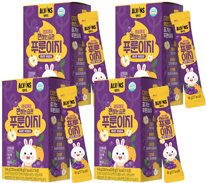 엘빈즈 매일매일 변하는 습관 푸룬이지 14p, 140g, 4개